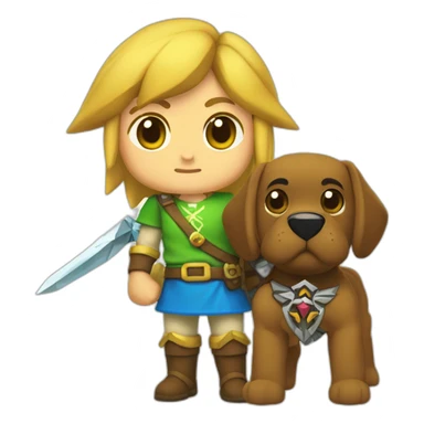 zelda con un perro en sus brazos sticker