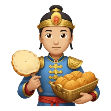 chinese ancient warrior with bread sticker