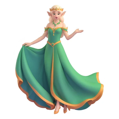 distinctly feminine elf maiden with graceful pose, flowing gown sticker