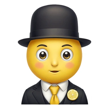 anime lemon character with monocle, necktie, and bowler hat sticker