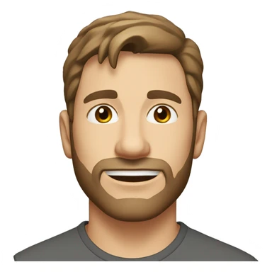 A head and shoulders shot of a 32 year old caucasian man, with short brown hair, with stubble facial hair,   with brown eyes wearing a t-shirt. sticker