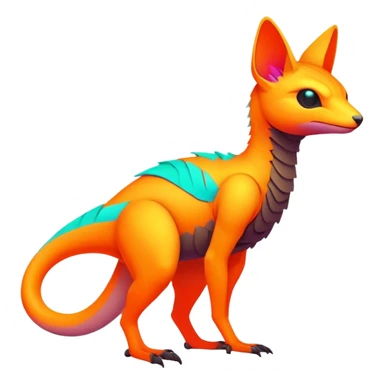 futuristic lush warm-colored neon-colored Fakémon-Trico-creature (full body) sticker
