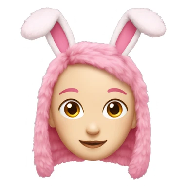 Pink fluffy bunny ears headband sticker