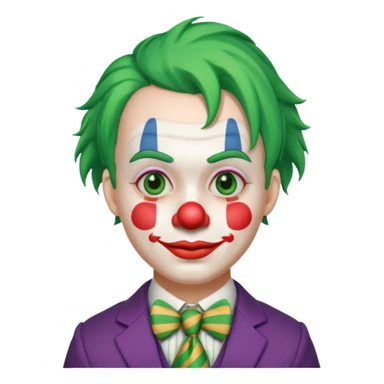Clown with striped tie, green hair sticker