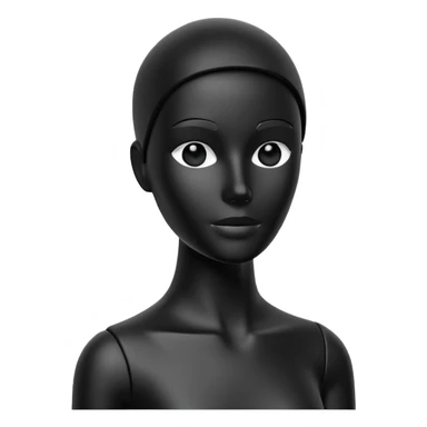 Minimalistic flat vector icon, iOS style, thin black contour on white background. Matte black mannequin in front of in 3D monochrome style. sticker