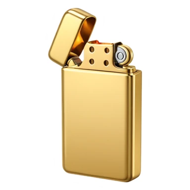 emoji icon of a golden metallic lighter minimalist white background sticker