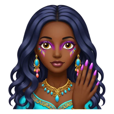 nail art black woman long hair sticker