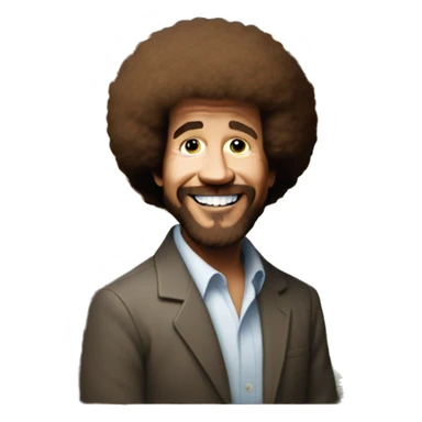 bob ross with his painting sticker