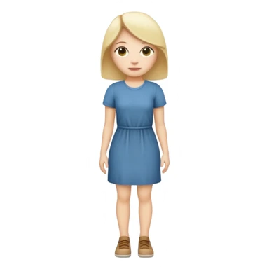 Create me an emoji of a full body white female in a casual dress. sticker