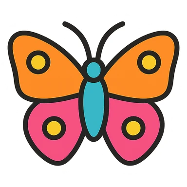 butterfly, color outline icon style, clean lines, simple, modern sticker