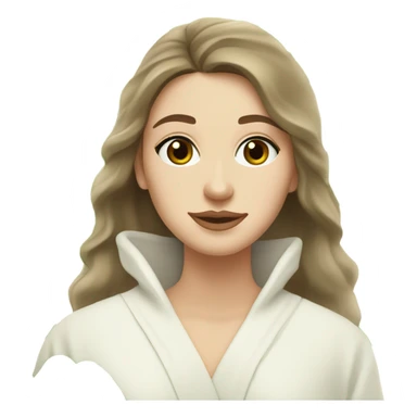 White girl with Brown hair and blue eyes wears a Green clay colored skincare textured mask and puts on cucumbers around her eyes while She relaxes in her white Robe sticker