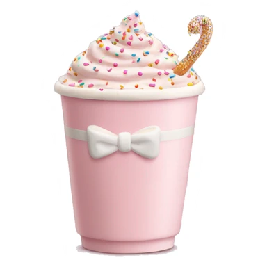 Light pink latte with sprinkles tied with a bow sticker