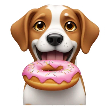 Dog eating a doughnut  sticker
