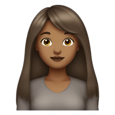 brown long hair brown girl with curtain bangs sticker