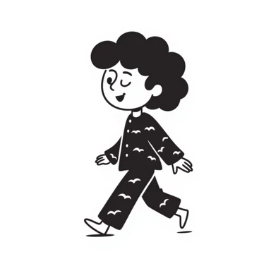 girl walking in pajamas sticker