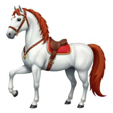 Christmas white horse with red saddle a full-length  sticker