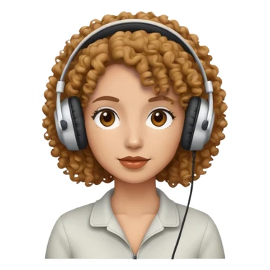 Mujer con rizos y audífonos  sticker