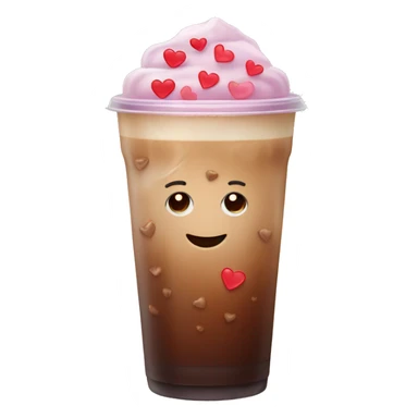 Ice coffee with hearts sticker