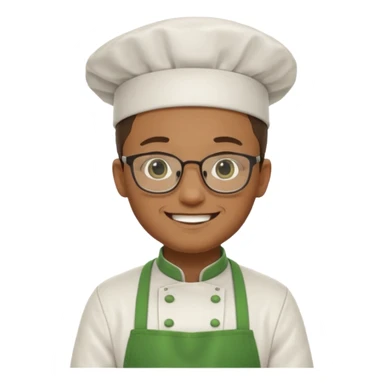 chef with green apron, wearing glasses sticker