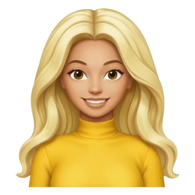 Beyonce with platinum blonde long hair, yellow outfit sticker