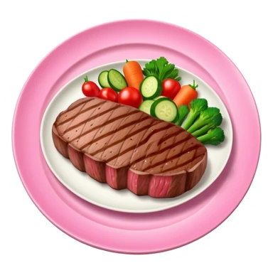 Steak and veggies  in pink plate  sticker
