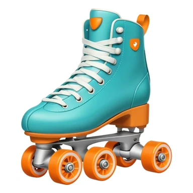 Realistic turquoise and white roller skate with orange wheels sticker