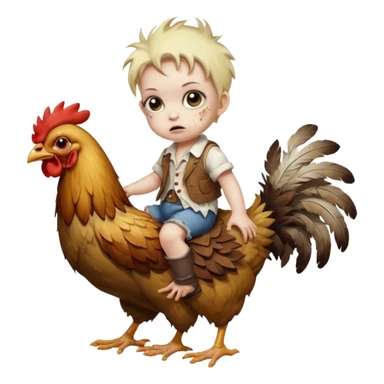 A baby zombie riding a chicken sticker