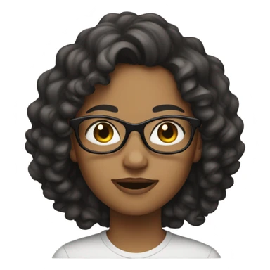 A girl with curly and wavy long hair with black glases sticker