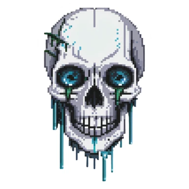 crying skull, tears flowing from eye sockets sticker
