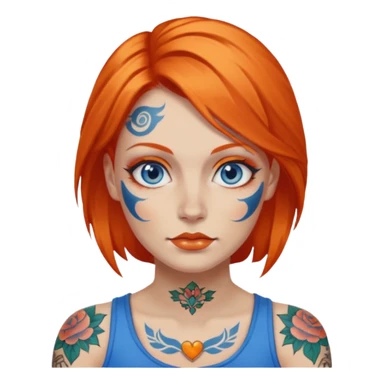 woman with tattooed faces and orange hair sticker