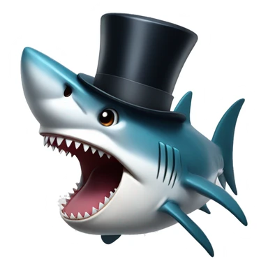shark laughing wearing a top hat sticker