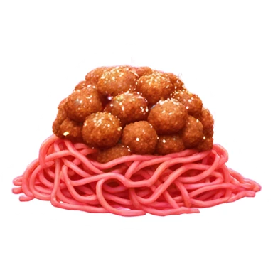 Hot pink spaghetti and meatballs with glitter  sticker