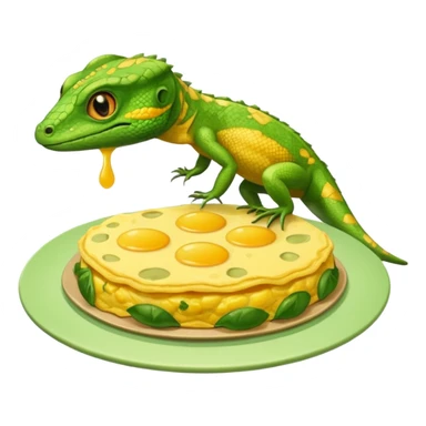 lizard eating omelette sticker