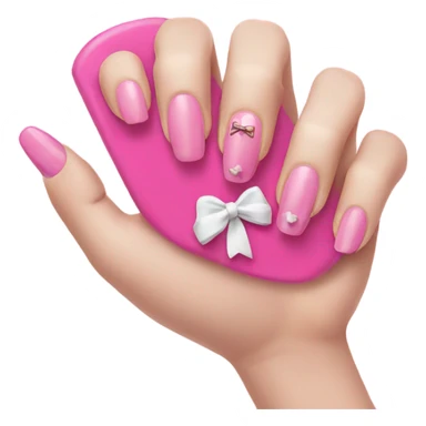 pink nails with bow sticker
