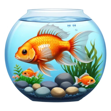 Large aquarium fish like veil tails and lionhead goldfish swimming gracefully in a beautifully decorated aquarium. Colorful aquatic plants, smooth rocks, and gentle bubbles surround the fish. The water shimmers in sunlight, creating a peaceful and vibrant underwater scene. Transparent background. sticker