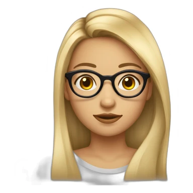 une fille avec de long cheveux noir lisse , et avec des lunette (en forme de carrer un peu déformé) assez grosse comparer a ça tête ,avec la couleur des yeux verts , et la peau assez clair sticker