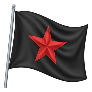 A black flag with a red star and a white line running through the middle of the star. sticker