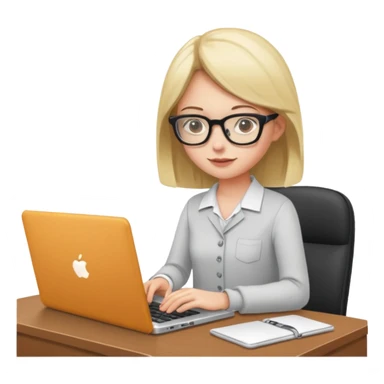 GIRL WORKING IN OFFICE WITH LAPTOP sticker