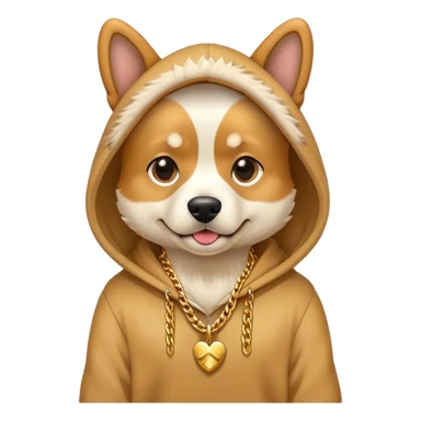 Dog hoodie and gold chain necklace sticker