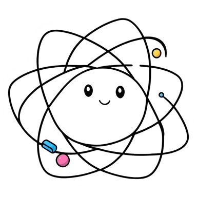 happy atom with animated valence electrons jumping around the outer shell sticker