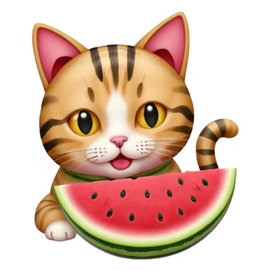 cat eating watermelon sticker