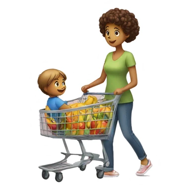kid is helping his mom with shoping  sticker