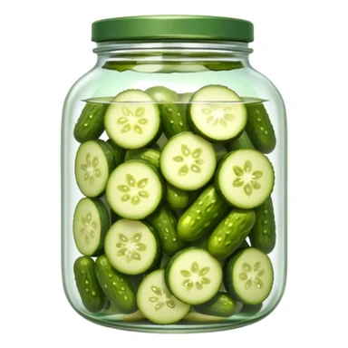 glass jar with sliced pickles in brine sticker