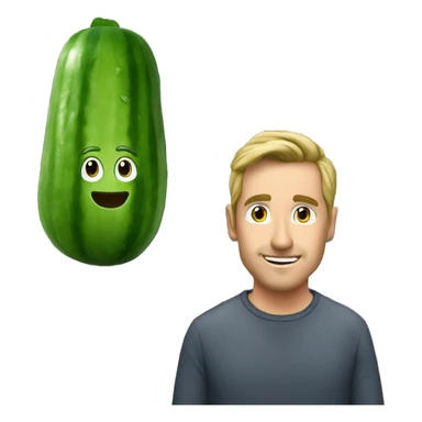 Cucumber keyboard next a man sticker