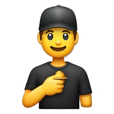 A guy holding cap sticker