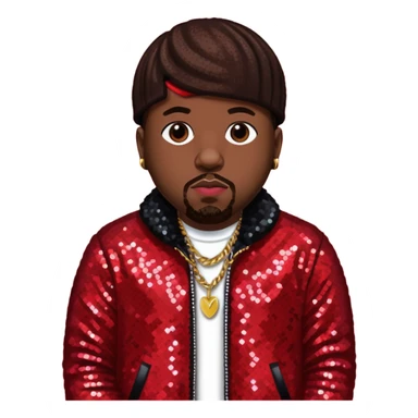 Big Boi from Outkast with dark brown hair, red sequin outfit sticker