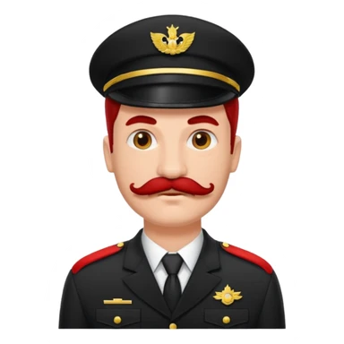 Voici ma recherche Homme cheveux noirs moustache carré uniforme noir et rouge sticker