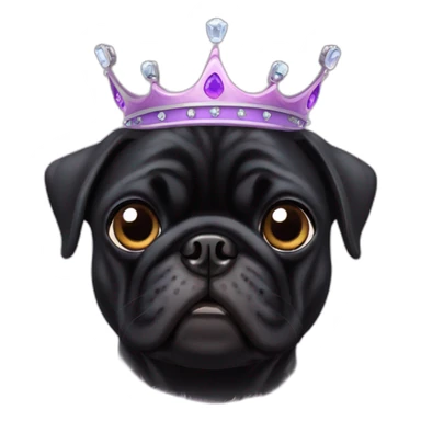 Black pug dog wearing a princess crown sticker