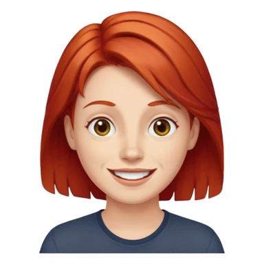 emoji of a 30-year-old person with red hair and a happy expression sticker