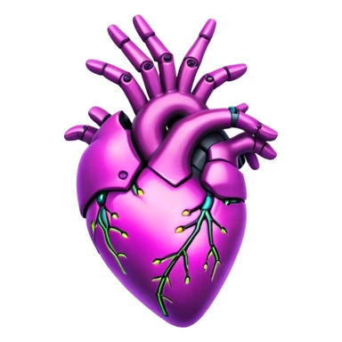 Neon cyberpunk style 
heart made of  hands sticker